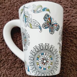 Ganz Mandala Butterfly Boho Hippie Floral Mug/Cup 12 oz